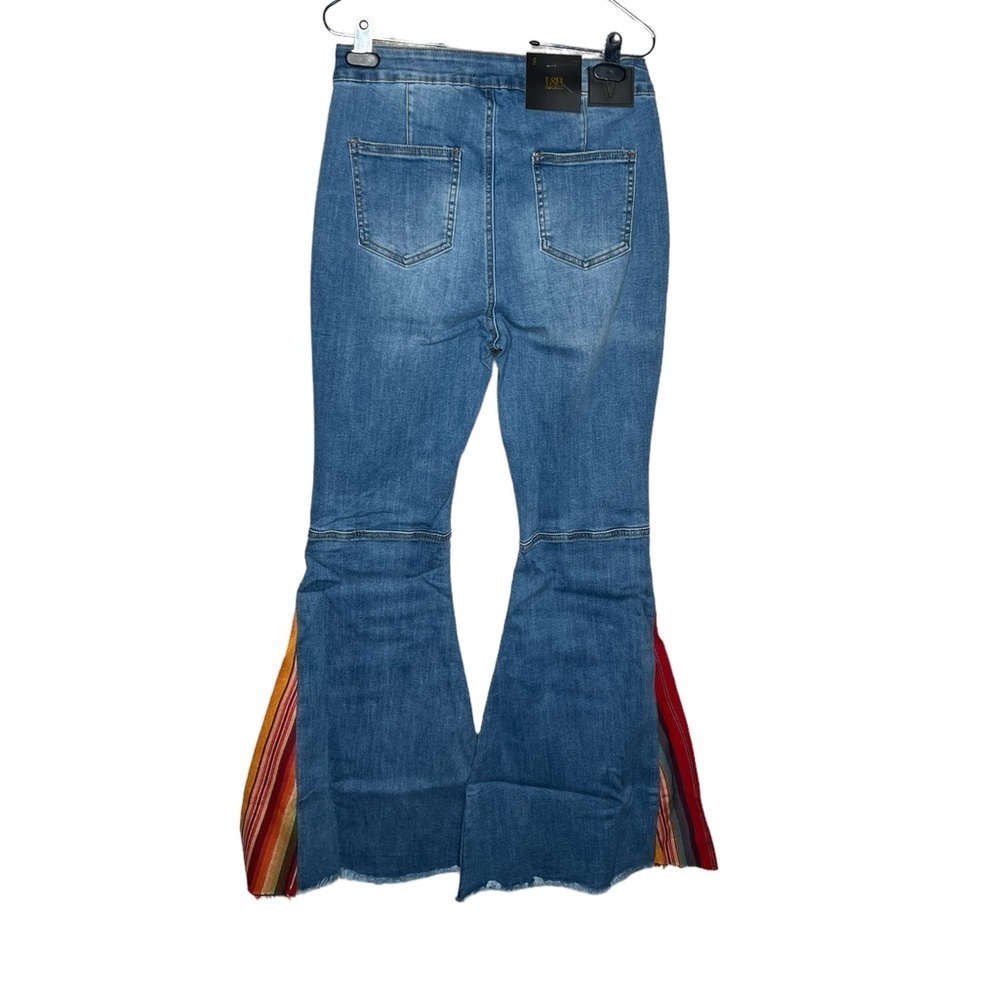 Lucky And Blessed Super Flare With Serape Insert Jeans - Picture 9 of 17